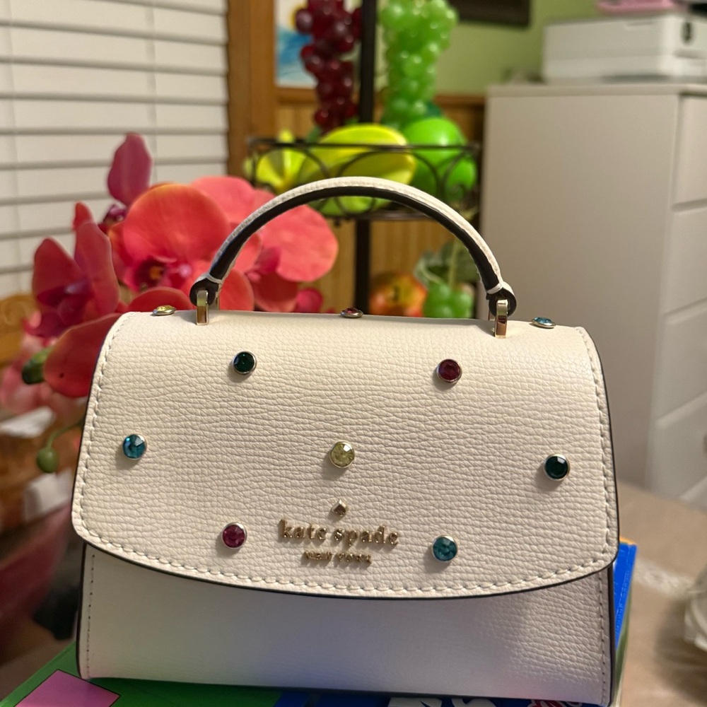♥️♣️ kate spade ♠️♥️ New york crystal embellished Leather crossbody mini bag